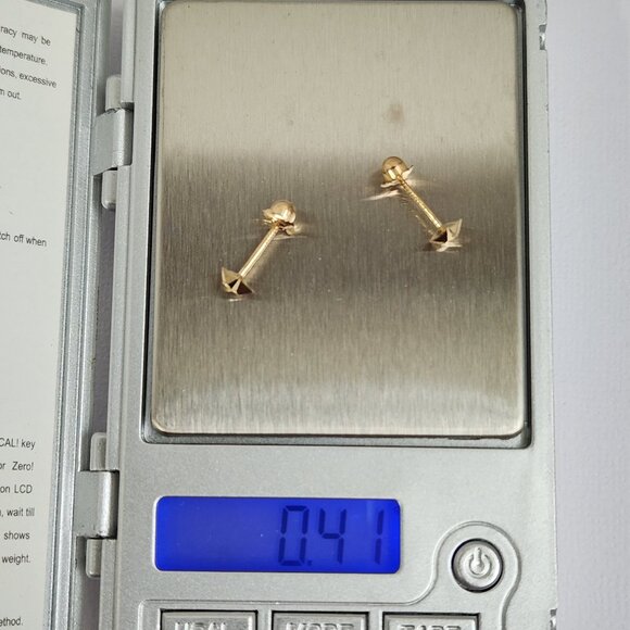 VTG 80s 14K Solid Yellow Gold Diamond Cut 3mm Hexagon Screw Back Stud Earrings - Picture 14 of 14